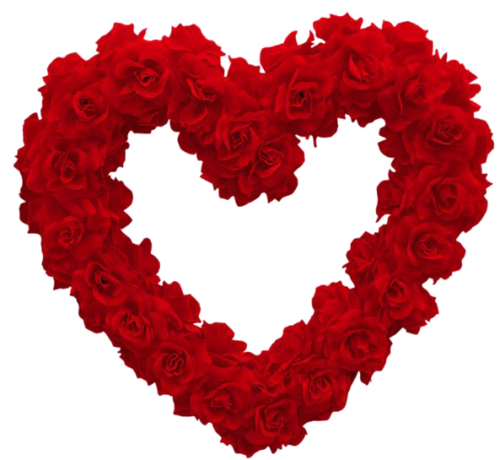 رأس قلب ورود لون احمر بدون خلفية red flower heart png