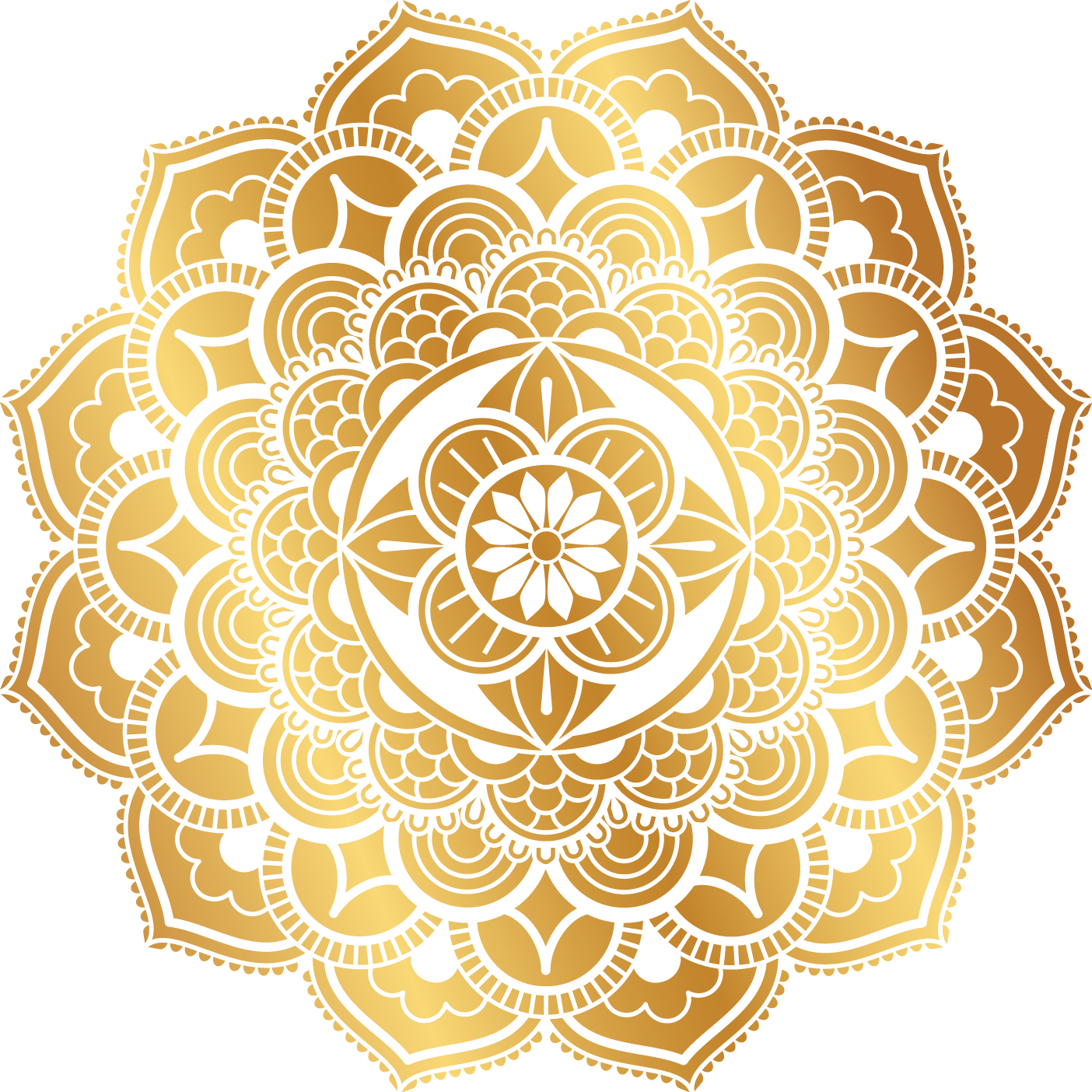 شكل زخرفي ذهبي مدور بدون خلفية Gold Decorations PNG