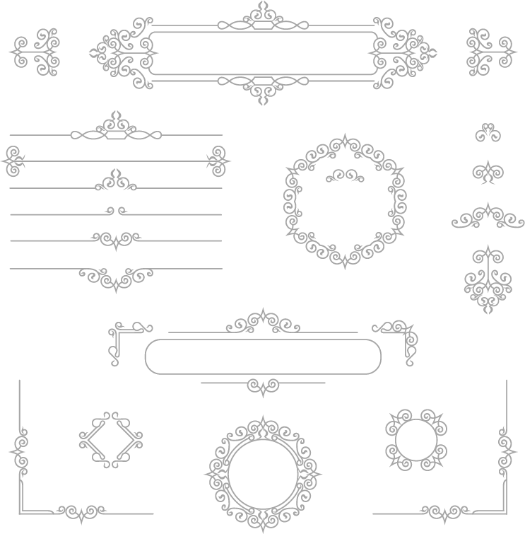 صورة زخارف رمادية متنوعة واشكال زخرفية decorations corners png