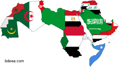 صورة خريطة الوطن العربي مع اعلام الدول Arab world Arabs Flag png
