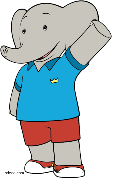 تحميل صورة بابار فيل ذكي نبيل لبس ازرق بدون خلفية babar