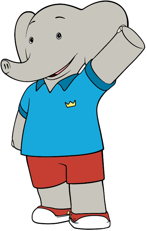 تحميل صورة بابار فيل ذكي نبيل لبس ازرق بدون خلفية babar
