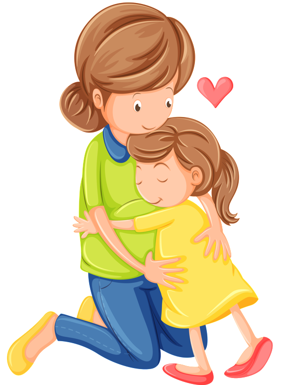 صورة كرتون طفله وامها girl kid with mom cartoon png