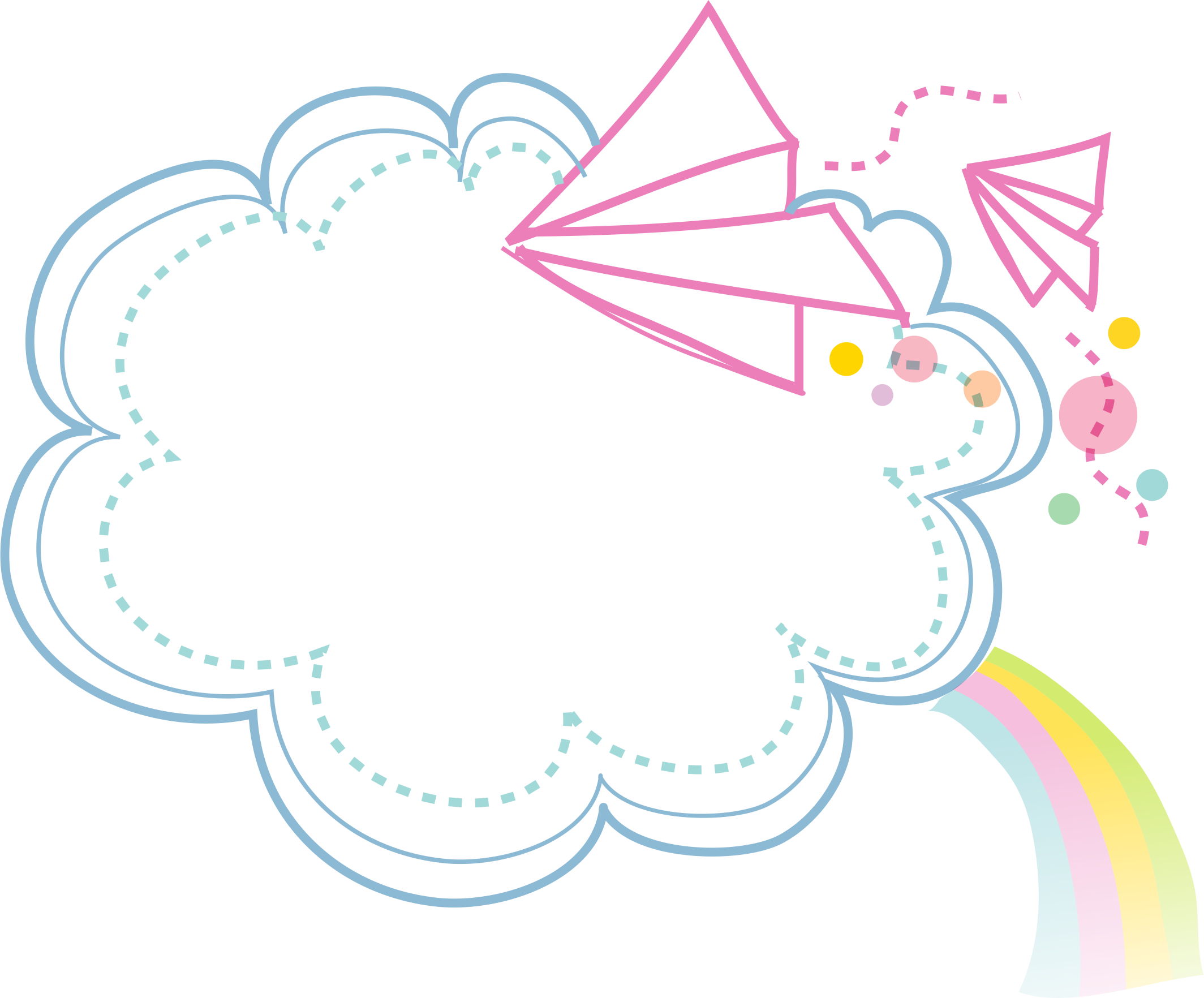 صورة غيمة زرقاء مع طائرات ورقية بدون خلفية blue cloud colorful