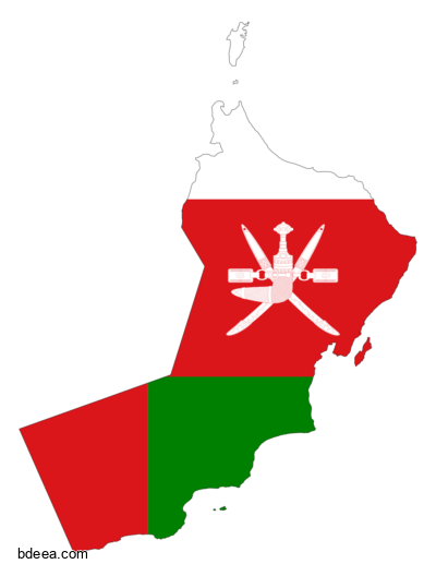 صورة خريطة عُمان مع علم عمان oman map png