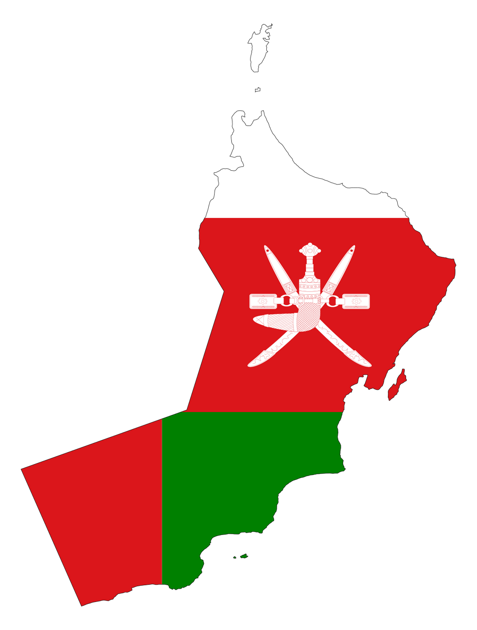 صورة خريطة عُمان مع علم عمان oman map png