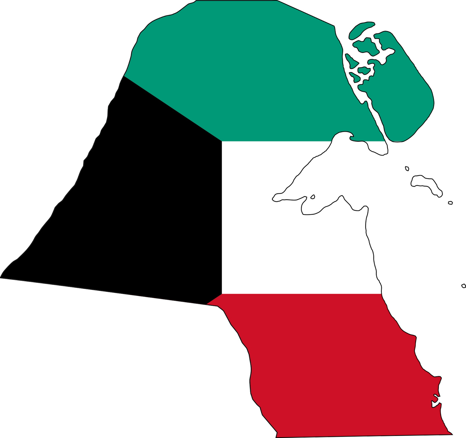 صورة خريطة دولة الكويت مع علم الكويت Kuwait Map Flag PNG