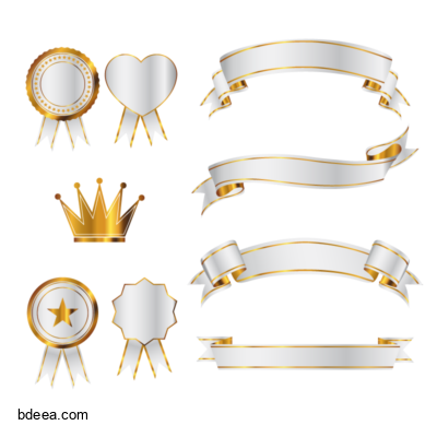 شريط مناسبات ذهبية وتاج Gold banner, crown png
