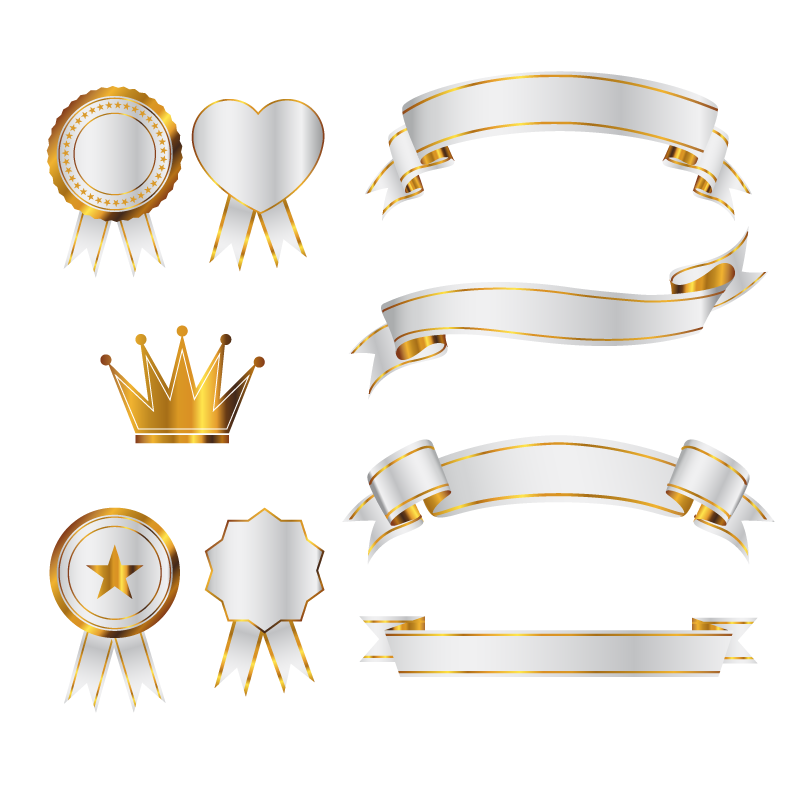 شريط مناسبات ذهبية وتاج Gold banner, crown png