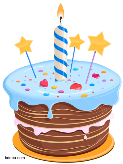 صورة كيكة عيد ميلاد 3 نجوم مع شمعة Cake Birthday PNG