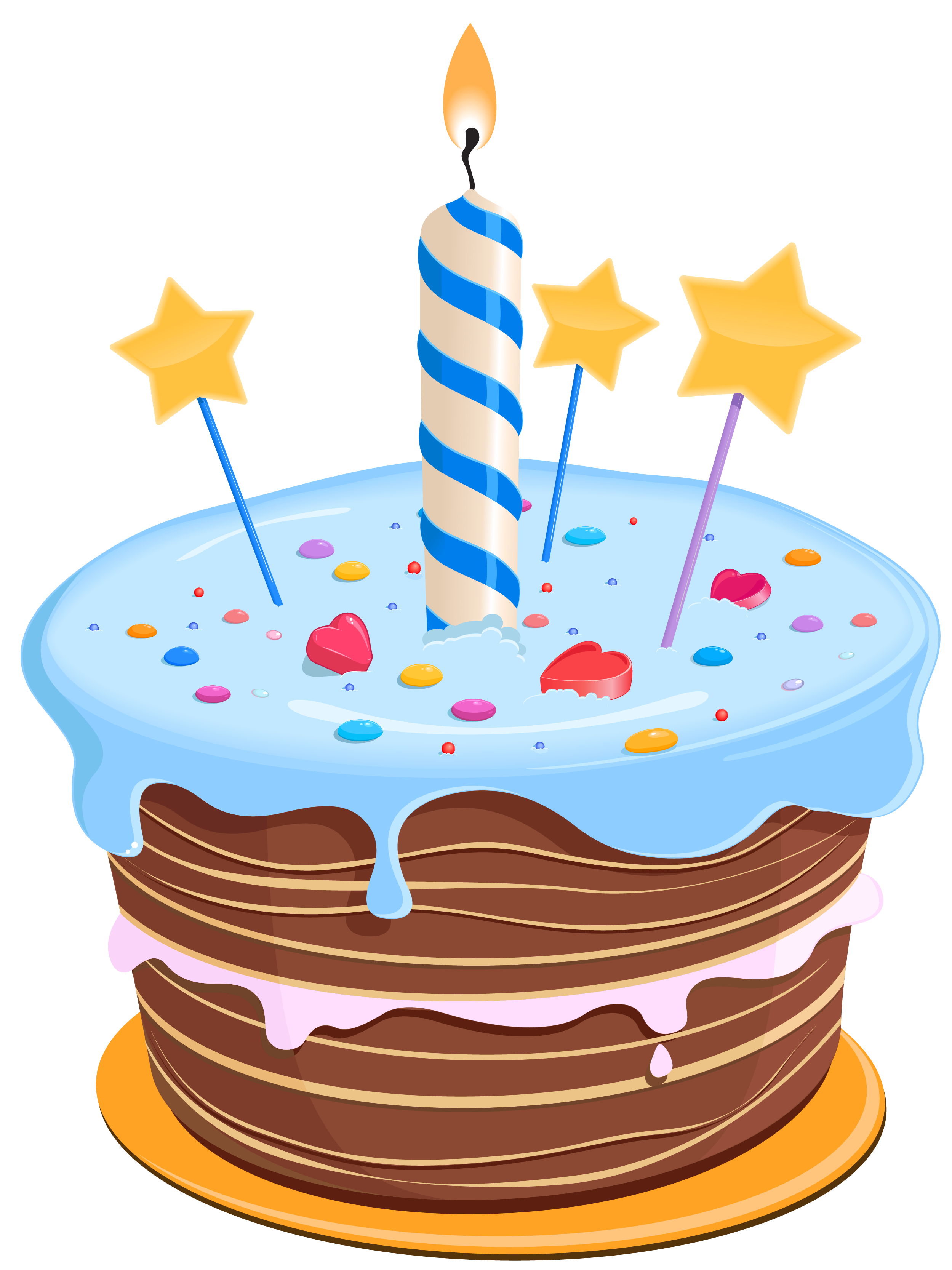 صورة كيكة عيد ميلاد 3 نجوم مع شمعة Cake Birthday PNG