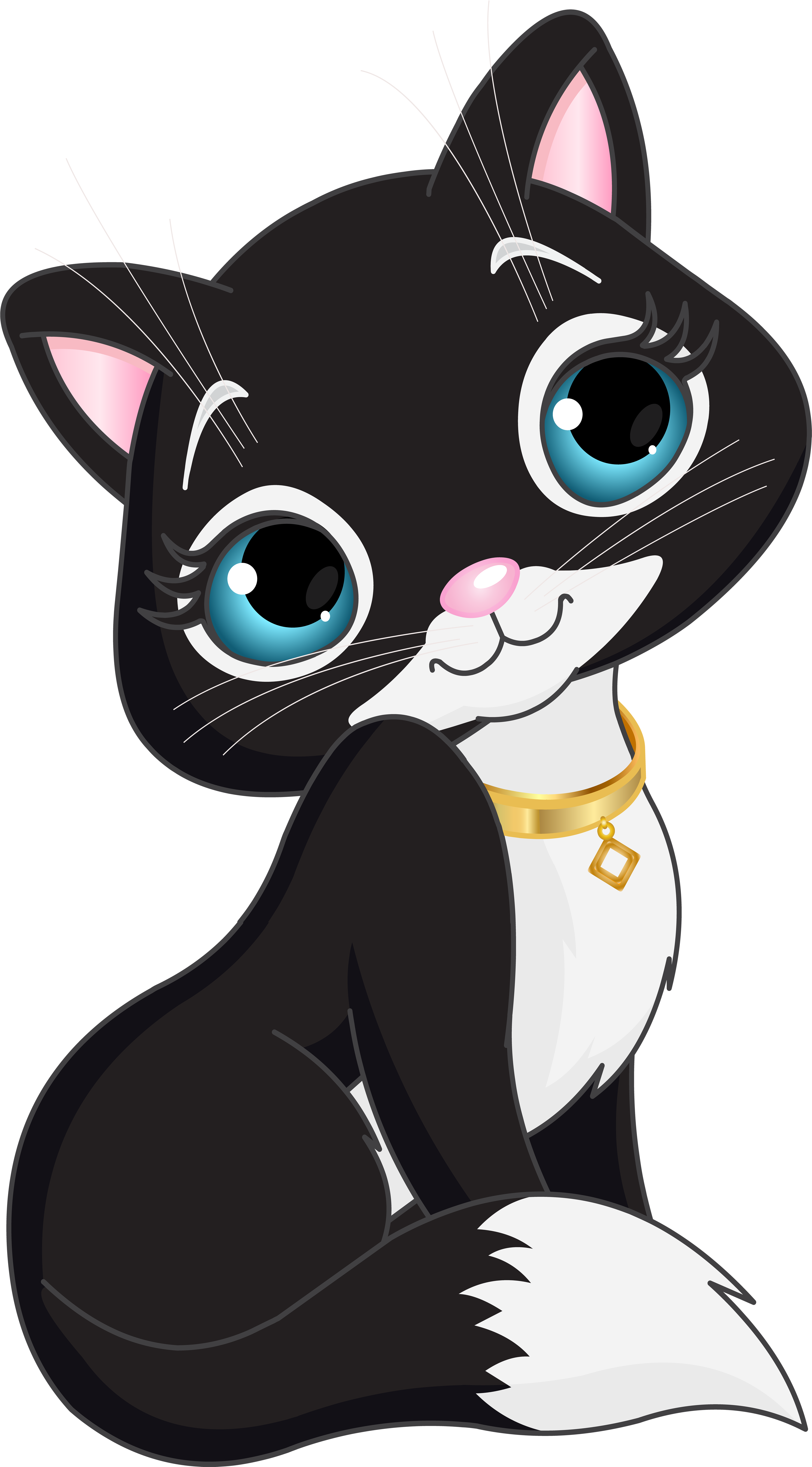 صورة قطة صغيرة رسم فيكتور لون اسود عالية الدقة  Black Kitten PNG