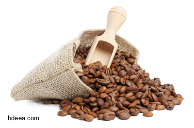 صورة حبات قهوة عالية الدقة في كيس بدون خلفية Brown coffee beans