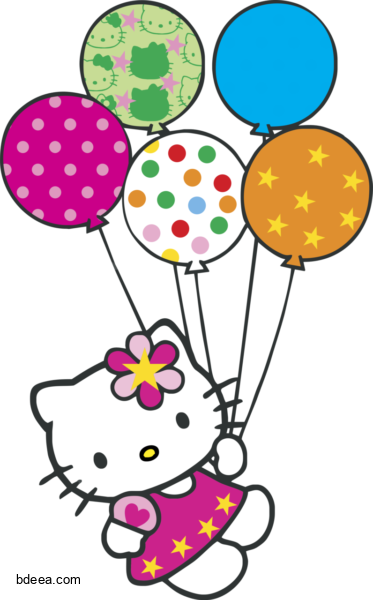 صورة هلو كيتي شخصية هلوكتي مع بلالين اطفال قطط Pink Hello Kitty PNG