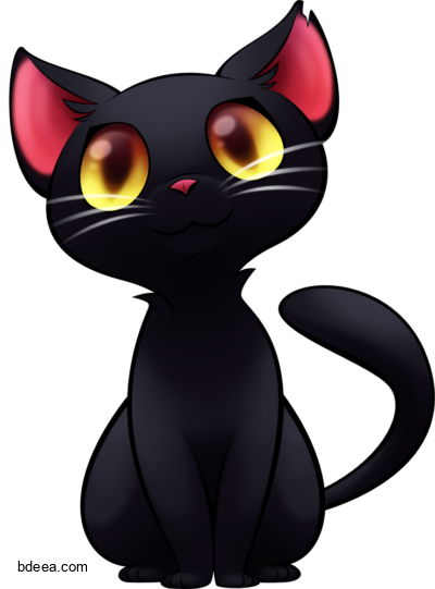 صورة قطة لون اسود رسوم Black cat png