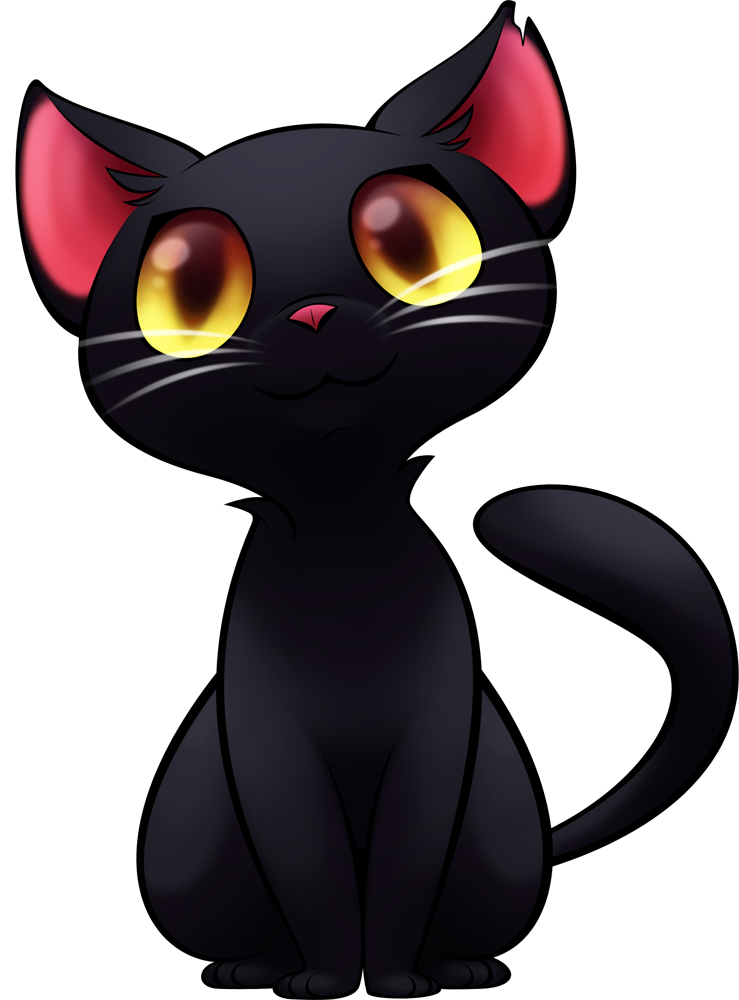 صورة قطة لون اسود رسوم Black cat png