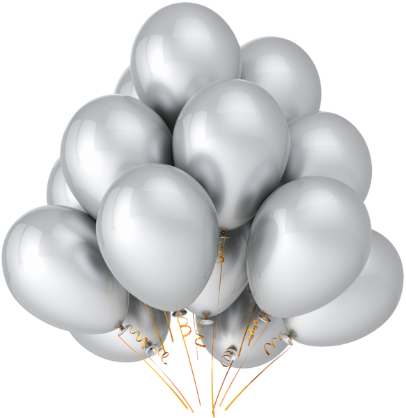 صور مجموعة بلالين فضية بالونات متلك مميزة بدون خلفية Metallic Balloon PNG