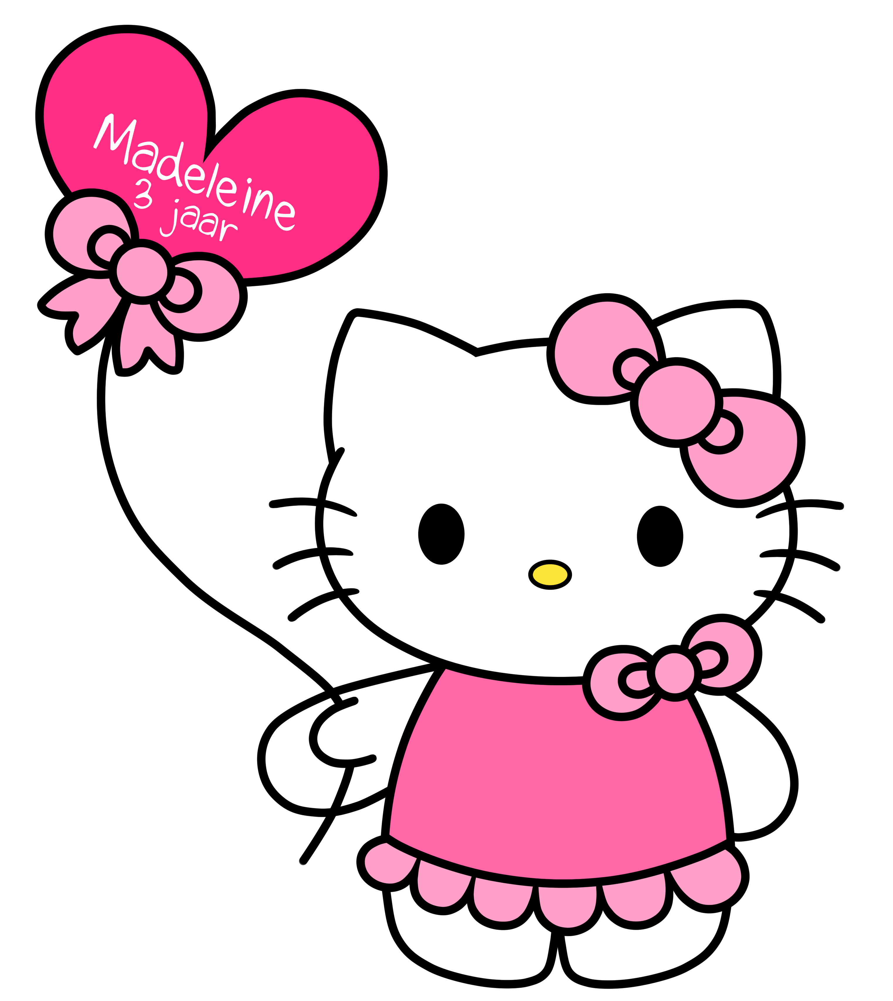 صورة قطة هيلو كيتي مع بالون قلب زهري Hello Kitty balloon PNG