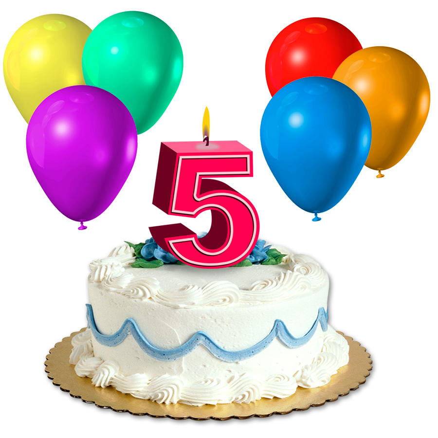 صورة كيكة عيد الميلاد رقم 5 احتفالات الذكرى الخامسة Happy 5th Birthday PNG