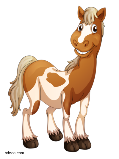 صورة حصان بني رسوم كرتون جميل بدون خلفية Horse illustration png