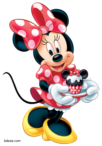 صورة ميني ماوس الفأرة الجميلة ديزني شخصيات مع كب كيك Red Minnie Mouse png