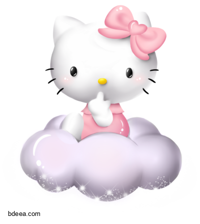 صورة قطة هيلو كيتي على غيمة ثري دي 3d Hello Kitty PNG