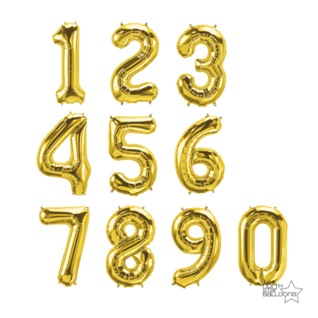 صورة بالوان ارقام ذهبية هوائية Number Gold Toy balloon png
