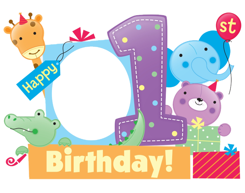 صورة رقم 1 عيد ميلاد اول مع مكان لاضافة صورة الطفل Birthday Number 1
