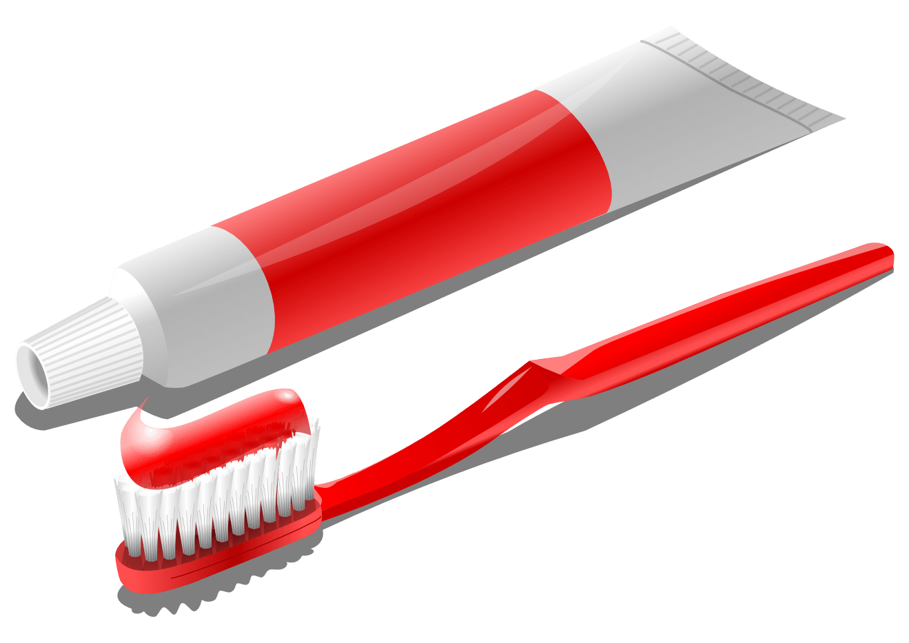 صورة فرشاة ومعجون اسنان لون احمر تنظيف الاسنان Toothbrush Red PNG