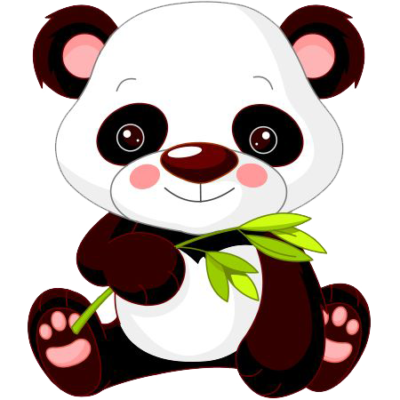 صورة دب باندا يحمل غصن شجرة كرتوني Panda Cartoon PNG