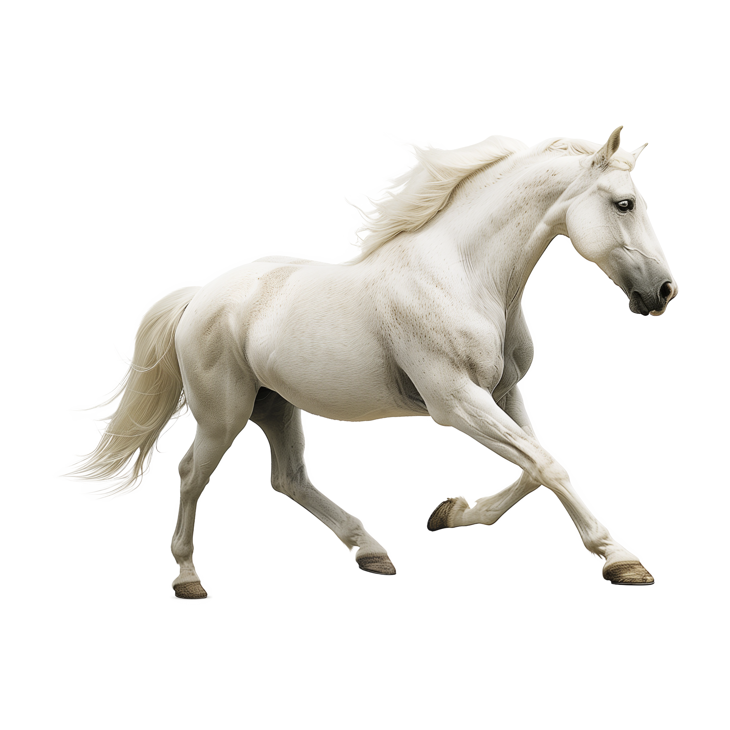 صورة حصان ابيض اندلسي كبير يركض White Andalusian Horse PNG
