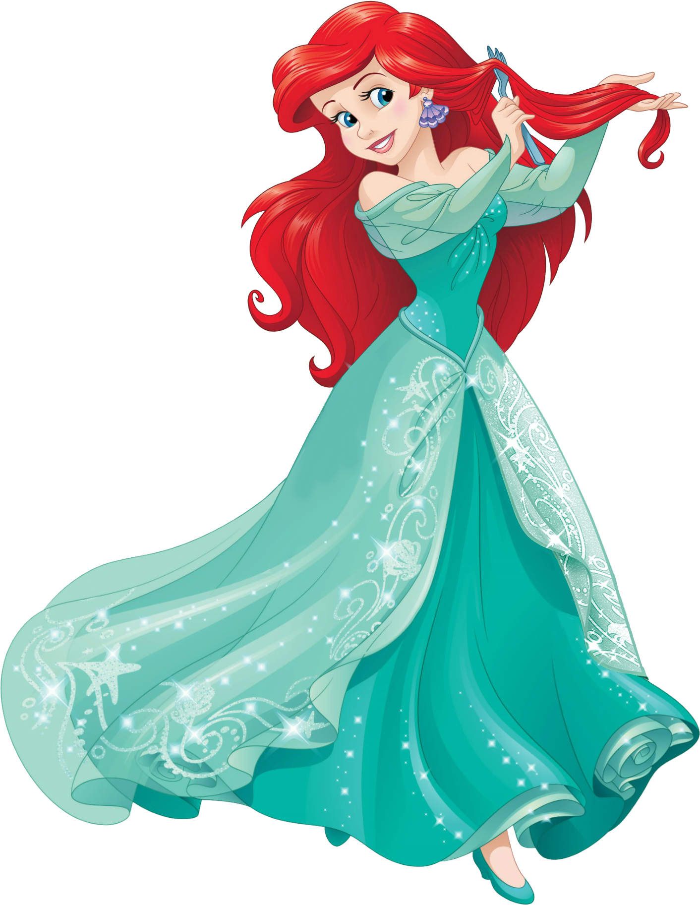 الاميرة ديزني آريل حورية البحر تلبس فستان ازرق عالية الدقة Disney Ariel PNG
