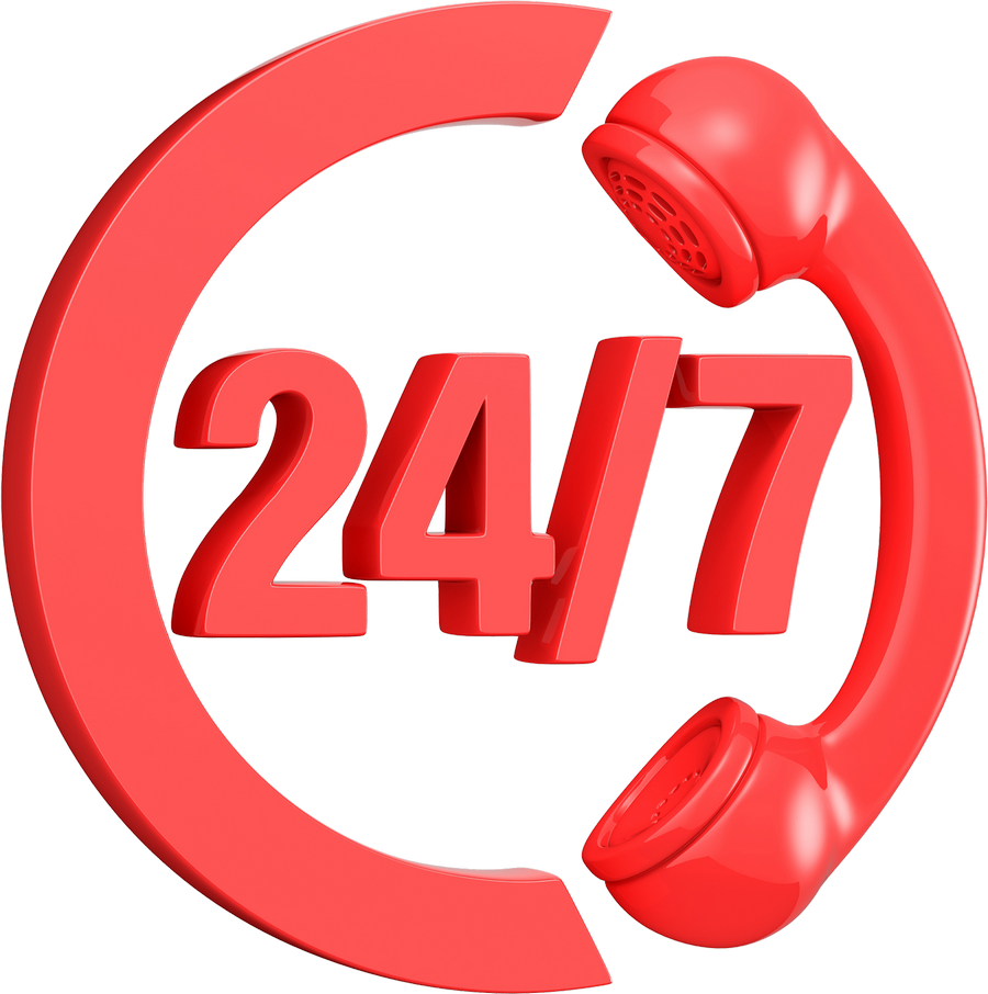 ايقونة خدمة طوارئ 24/7 لون احمر مفرغة Emergency PNG