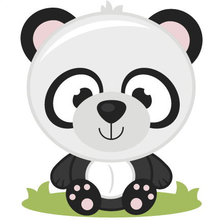 صورة الباندا الصغير كيوت يجلس على الحشائش كرتون Panda Cartoon
