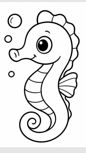 صورة رسمة حصان البحر للتلوين للاطفال Sea horse Drawing