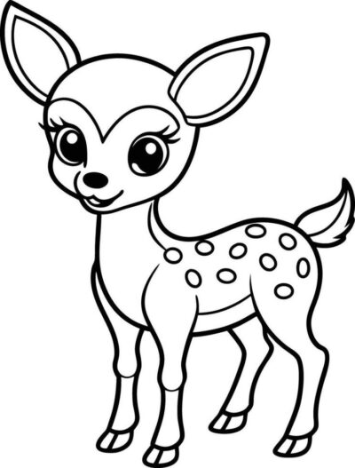 صورة رسمة غزال بيبي لطيف للتلوين للاطفال Gazelle Deer Baby Drawing
