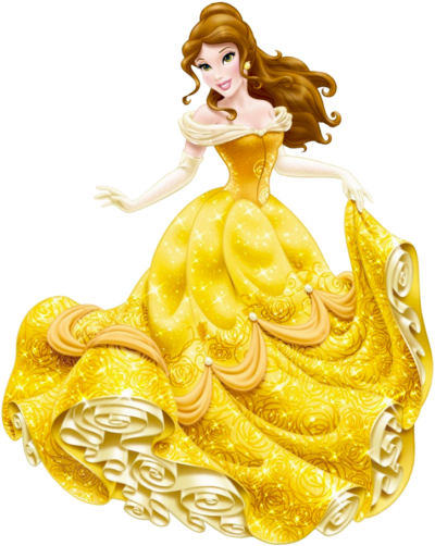صورة الاميرة بيل اميرة ديزني ترقص فستان اصفر Belle Disney PNG