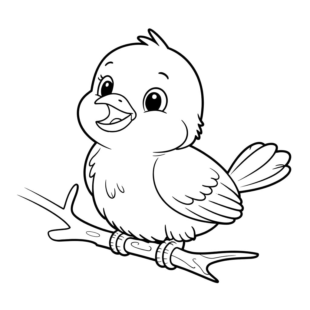 صورة رسمة عصفور صغير يغرد للتلوين bird drawing