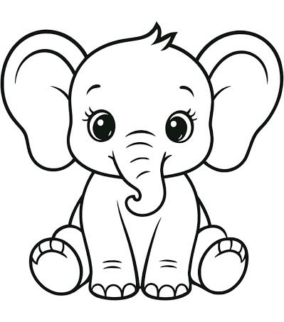 صورة رسمة فيل لطيف للتلوين تلوين فيل للاطفال elephant drawing