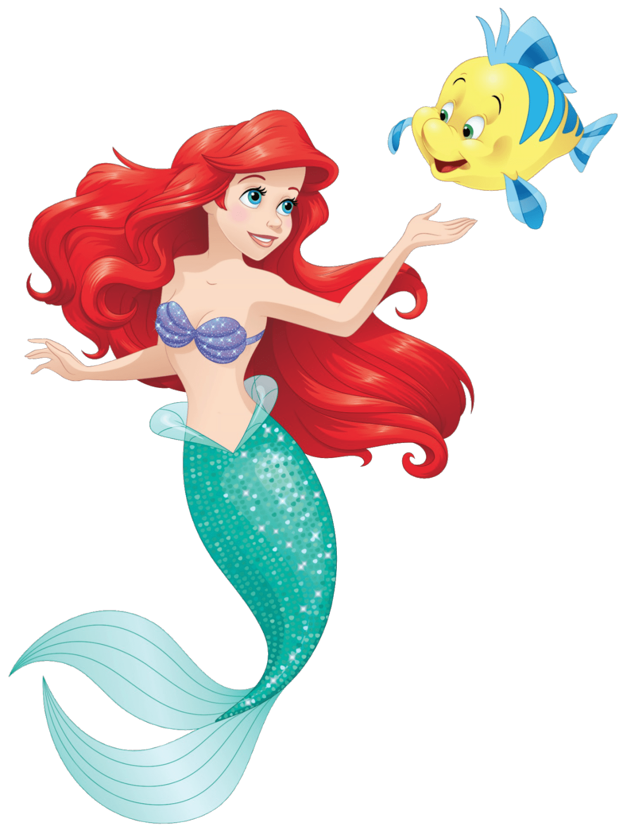 صورة الاميرة آريل حورية البحر مع سمكة اميرات ديزني عالية الدقة Disney Ariel PNG