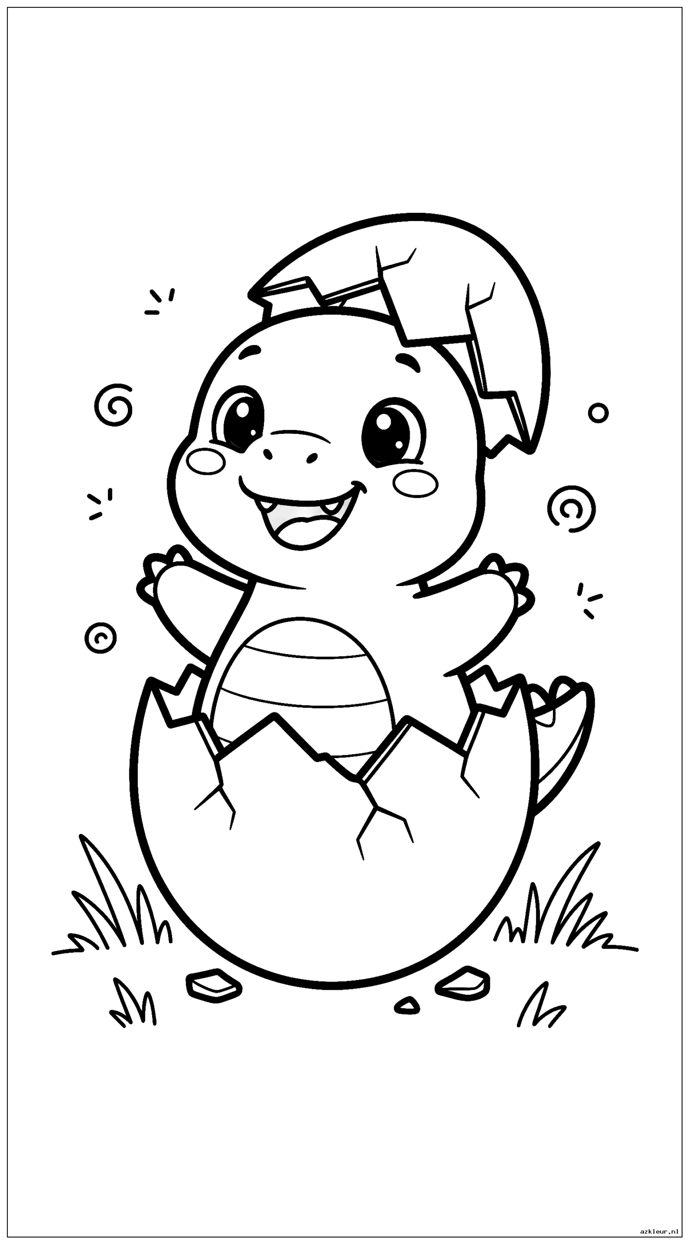 صورة رسمة ديناصور بيبي يفقس من البيضة للتلوين baby dinosaur drawing