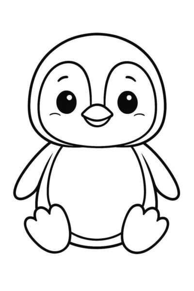 صورة رسمة حيوان بطريق لطيف بيبي للتلوين للاطفال Penguin Drawing