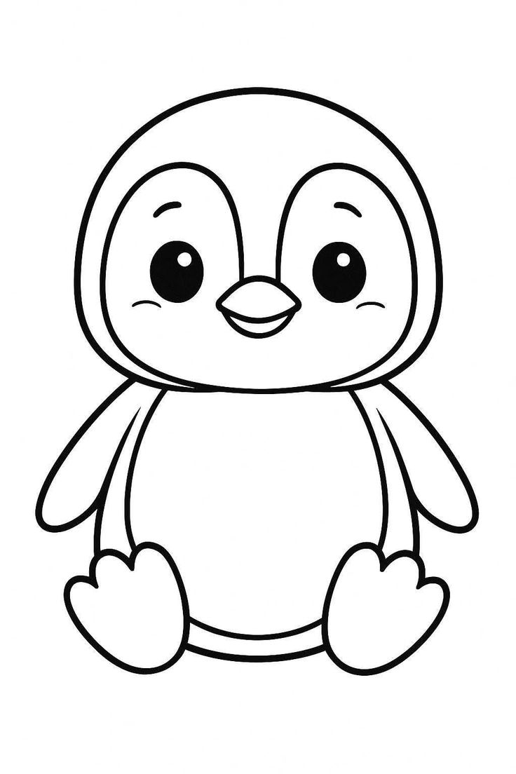صورة رسمة حيوان بطريق لطيف بيبي للتلوين للاطفال Penguin Drawing