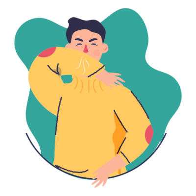 صورة كرتون شاب مريض يسعل ويعطس انفلونزا Coughing Young PNG