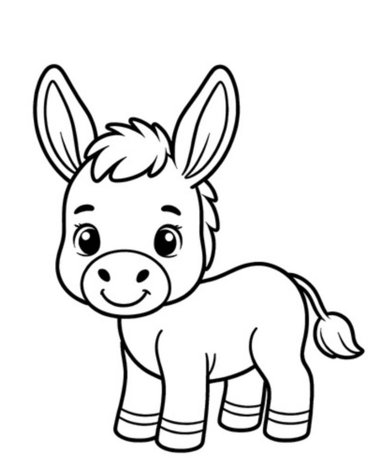 صورة رسمة حمار صغير للتلوين للاطفال Donkey Baby Drawing