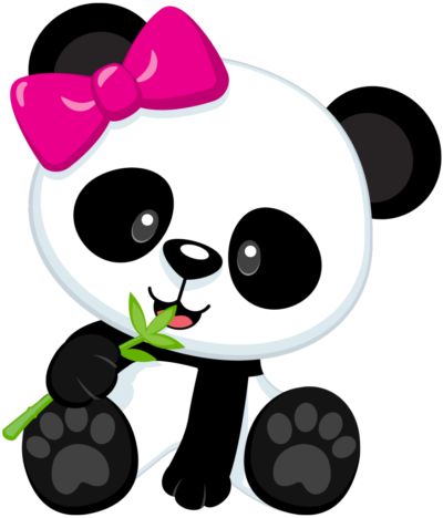 صورة باندا انثى صغيرة لطيفة مع فيونكة على الرأس Panda Cartoon