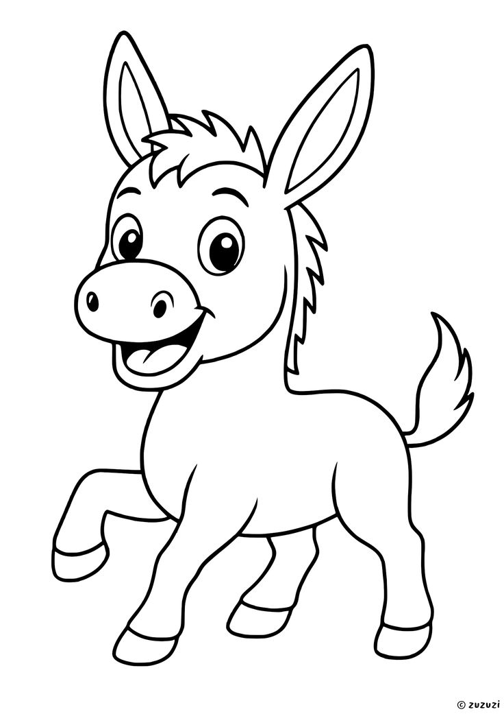 صورة رسمة حمار لطيف للتلوين للاطفال Donkey Baby Drawing