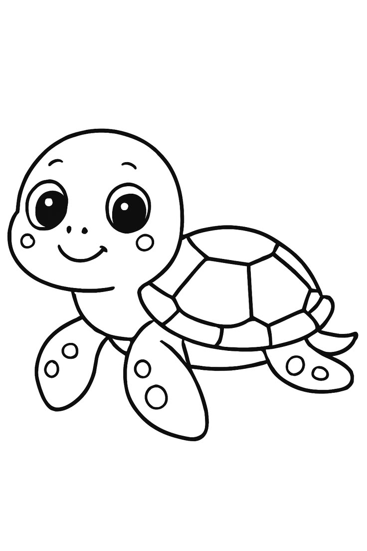صورة رسمة سلحفاة لطيفة تلوين للاطفال Turtle Cute Drawing PNG