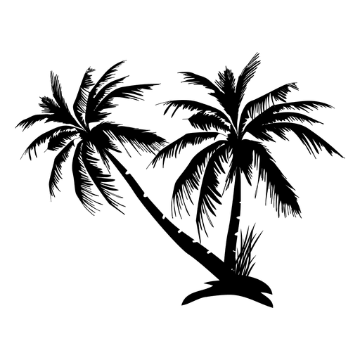 صورة شجر نخل سلويت اسود رسوم عالية الدقة Palm PNG