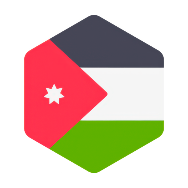 صورة علم الاردن شكل معين بدون خلفية Jordan Flag Hexagon Badge Icon